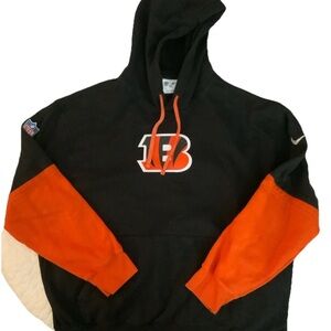 Nike NFL Cincinnati Bengals Hoodie Black Orange Pullover Sweatshirt Size XL